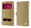 Leather Case With View Window And Plastic Back Cover for Huawei Ascend G620s Gold (ΟΕΜ)