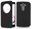 LG G4 Beat / G4S H735  - Leather Stand Case With Window And Plastic Back Cover Black (OEM)