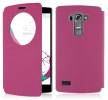 LG G4 Beat / G4S H735 - Δερμάτινη Stand θήκη Με Παραθυράκι Και Πίσω Πλαστικό Κάλυμμα Ρόζ (OEM)