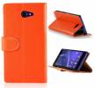 Sony Xperia M2 D2303 - Leather Wallet Stand Case Orange (OEM)