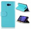 Sony Xperia M2 D2303 - Leather Wallet Stand Case Turquoise (OEM)