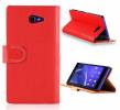 Sony Xperia M2 D2303 - Leather Wallet Stand Case Red (OEM)