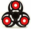 BLCR Three-Spinner Fidget Toy 3d Biohazard Nylon Plastic 6 Minute EDC Hand Spinner for Autism and ADHD R188 Bearing  Black/Red