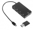 HUB  4 Θυρών X  USB 2 KAI 1 ΘΥΡΑ MICRO USB με Καλώδιο OTG Μαύρο (OEM )(BULK)