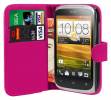 Leather Wallet/Case for HTC Desire C Magenta (OEM)