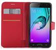 Samsung Galaxy J3 2016 J320F  Δερμάτινη Stand θήκη Πορτοφόλι Με Πίσω Κάλυμμα Σιλικόνης Κόκκινο OEM