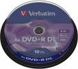 VERBATIM DVD+R DUAL LAYER 8X 8.5GB MATT SILVER CAKEBOX 10