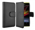Sony Xperia M2 D2303 - Leather Wallet Case Black (OEM)