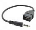 3.5mm AUX Audio Male Jack Plug to USB 2 Female Cable