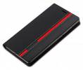 Leather Wallet Case With Silicone Back Cover for Lenovo Golden Warrior A8 (A806 / A808T) Black With Red Line (OEM)