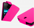 Sony Xperia E dual - Leather Flip Case Magenta (OEM)