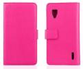 LG Optimus G E 973 / E975 - Leather Wallet Stand Case Magenta (OEM)