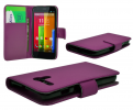 Motorola Moto G / Moto G X1032 - Leather Wallet Case Purple (OEM)