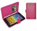 Ροζ δερμάτινη θήκη πορτοφόλι για SAMSUNG GALAXY NOTE N7000 i9220 (ΟΕΜ)