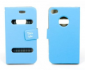 Apple iPhone 4/4S Caller ID Table Talk Flip Cover Case Light Blue (OEM)