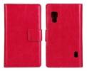 LG Optimus L5 II E460 Leather Wallet Case Magenta (OEM)