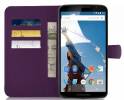 Motorola Nexus 6 - Leather Stand Wallet Case Purple (OEM)