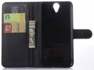 Leather Wallet Stand/Case with Hard Back Cover for HTC One E9+ Black (OEM)