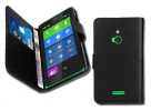 Nokia XL Dual Sim - Leather Wallet Case Black (OEM)