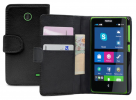 Nokia X / X Plus - Leather Wallet Case Black (OEM)