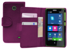 Nokia X / X Plus - Leather Wallet Case Purple (OEM)