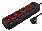 Esperanza Rainbow 5 Sockets Power Strip with switches 1.5m Black-Red (ELK101KR) Esperanza Rainbow 5 Sockets Power Strip with switches 1.5m Black-Red (ELK101KR)