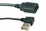 Powertech USB A αρσ. - USB A θηλ. 30 cm μαύρο με γωνία 90ο CAB-U018