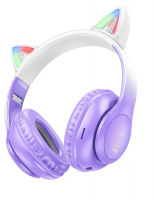Wireless Ακουστικά Stereo Hoco W42 Cat Ears 400mAh Micro SD και AUX Purple Grape.