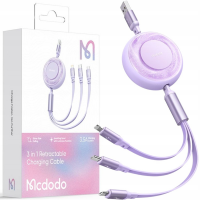 Mcdodo Flat / Retractable USB to Lightning / Type-C / micro USB Cable 3.5A Purple (CA-3731)