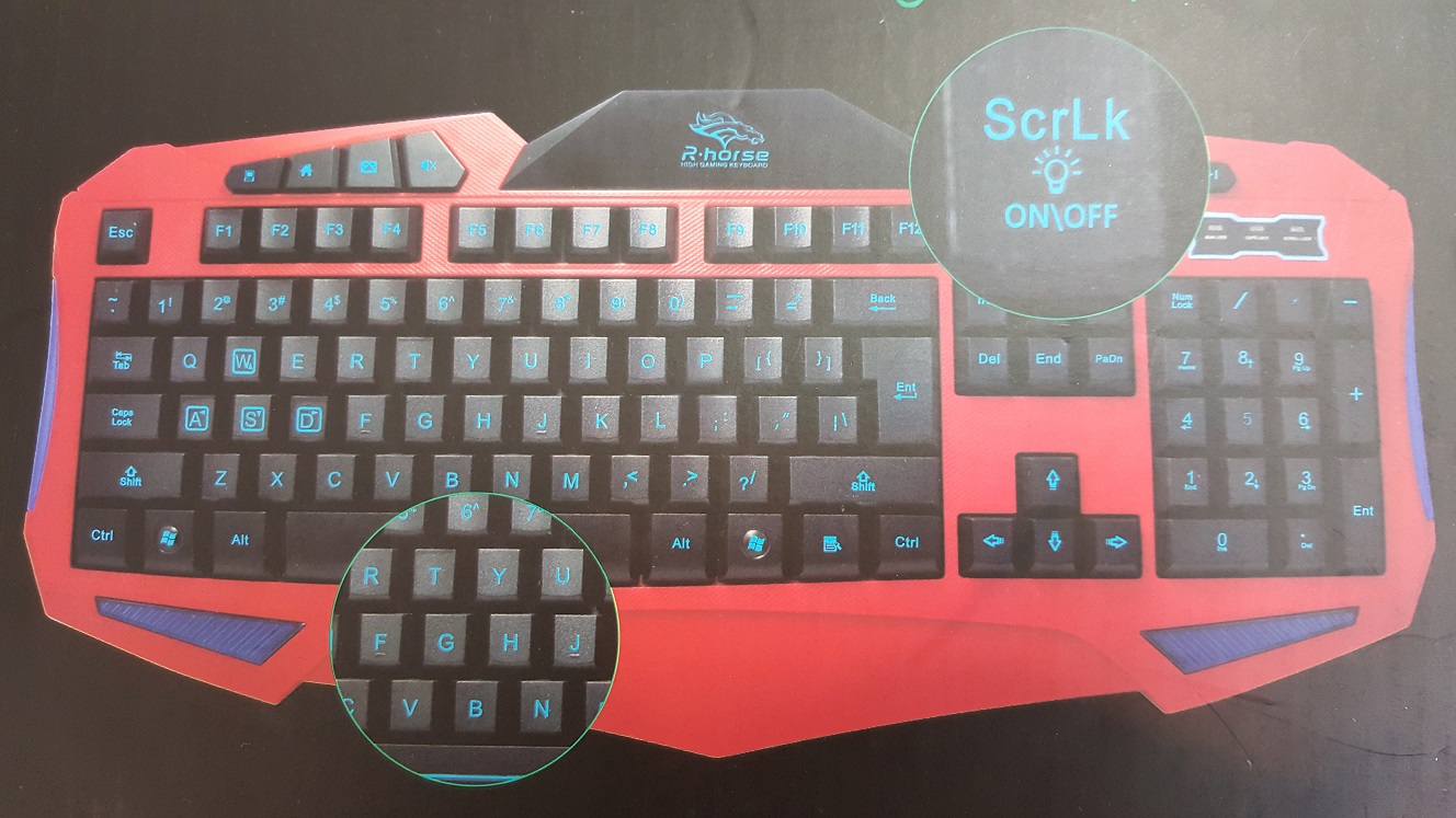 R.horse Gaming πληκτρολόγιο φωτιζόμενο αδιάβροχο με μεγάλα πλήκτρα FC
