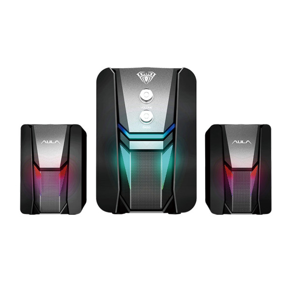 Aula N-189 2.1 Computer Speakers with RGB Lighting and 5W Power in Black Color