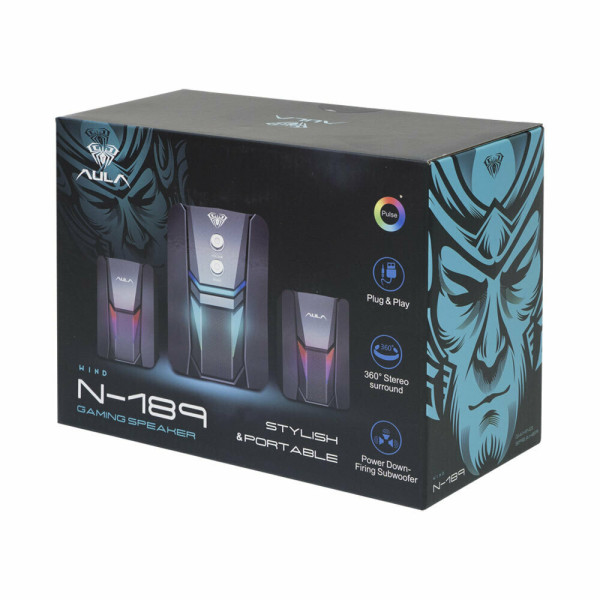 Aula N-189 2.1 Computer Speakers with RGB Lighting and 5W Power in Black Color