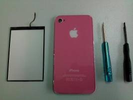 iPhone 4 Back Glass with Glowing Apple Logo (Pink) (Repair Parts)