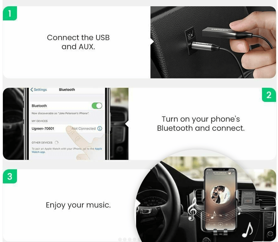 Bluetooth Αυτοκινήτου Ugreen (CM309 70601) USB, AUX