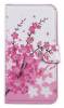 Leather Wallet Stand/Case for Alcatel One Touch Pop C7 OT-7041D White With Pink Flowers (OEM)