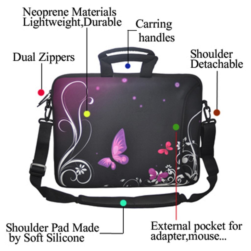 Notebook Bag Purple butterfly 16" 17" 17.3" 17.6" inch Laptop Shoulder