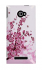 Hard Back Cover Case for HTC Windows Phone 8X White With Pink Flowers (OEM)