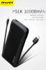 Awei P51K 10000aMH Power Bank with cables micro, type c, lightning – Black