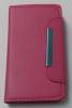 Sony Xperia J St26i - Leather Wallet Case With Magnetic Flip Magenta (OEM)