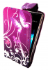 Sony Xperia E dual - Leather Flip Case Purple With Butterflies (OEM)