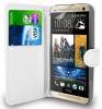 Leather Wallet/Case With Hard Back Cover for HTC One E9+ White (OEM)