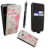 Leather Flip Case for HTC One mini White With Butterflies (OEM)
