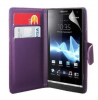 Sony Xperia M2 D2303 - Leather Wallet Case Purple (OEM)