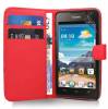 Leather Wallet/Case for HTC One (M8s) Red (OEM)