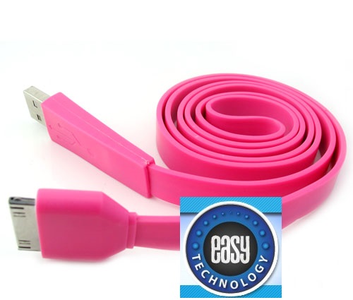Data & Charge Flat Cable για iPhone 3G/ 3GS 4/ 4S, iPod / iPad - Fancy Pink