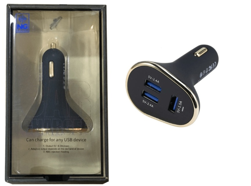 NG CAR CHARGER 3USB 5V 6.3A BLACK
