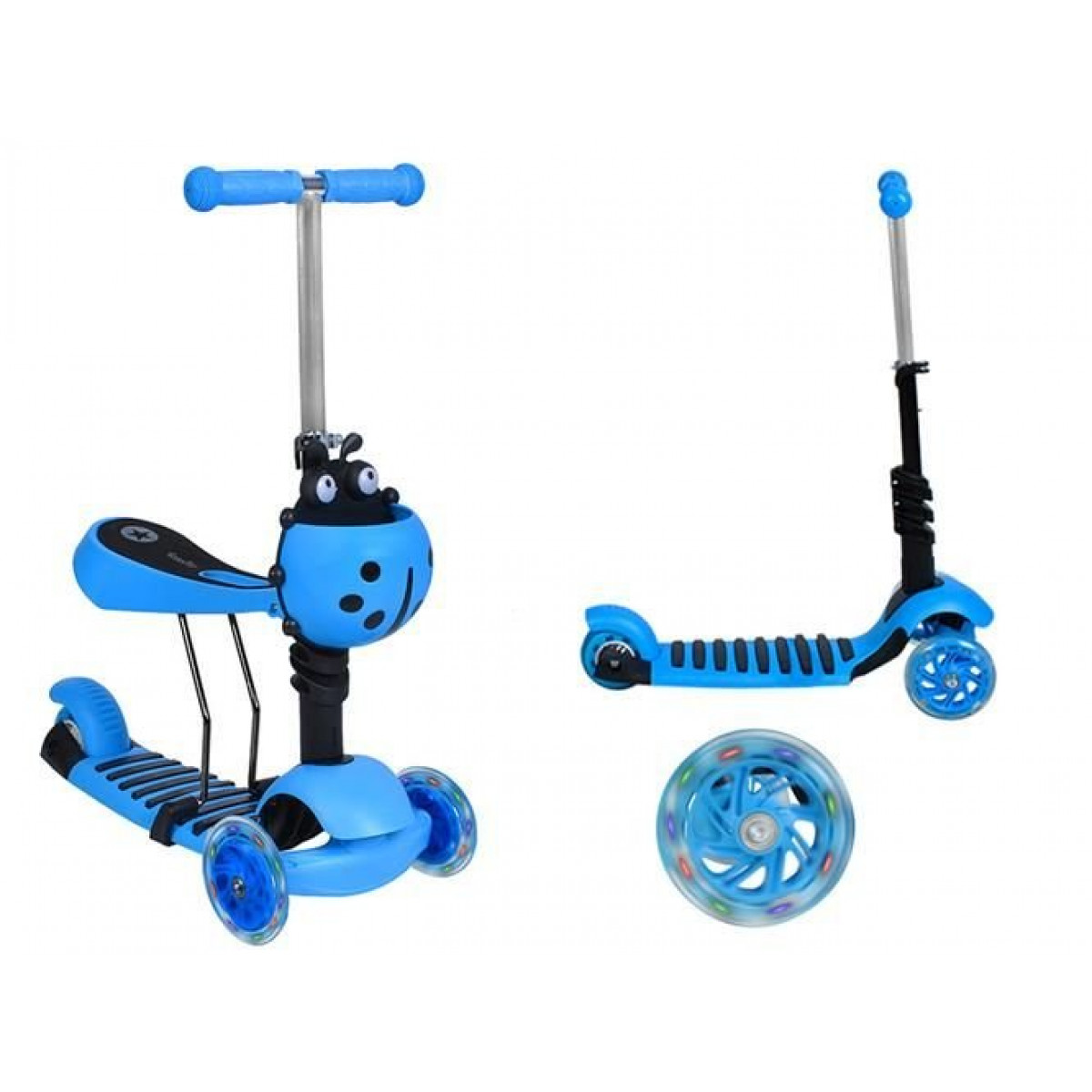 Blue 3-Wheel Kids Scooter with Seat H9389