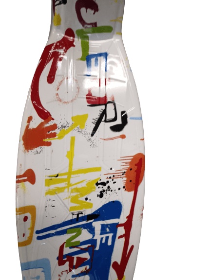 Three-Wheel Scooter with LED Lights on Wheels (White) (Graffiti)