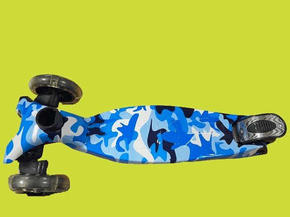 Blue Three-Wheel Scooter with LED Lights on Wheels