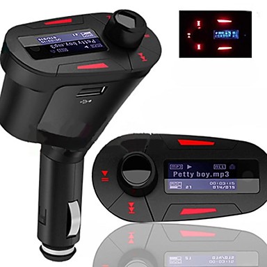 FM Transmitter Car Kit with MP3 Player, LCD Backlight Display, Remote Control & USB QP0026 (Red)